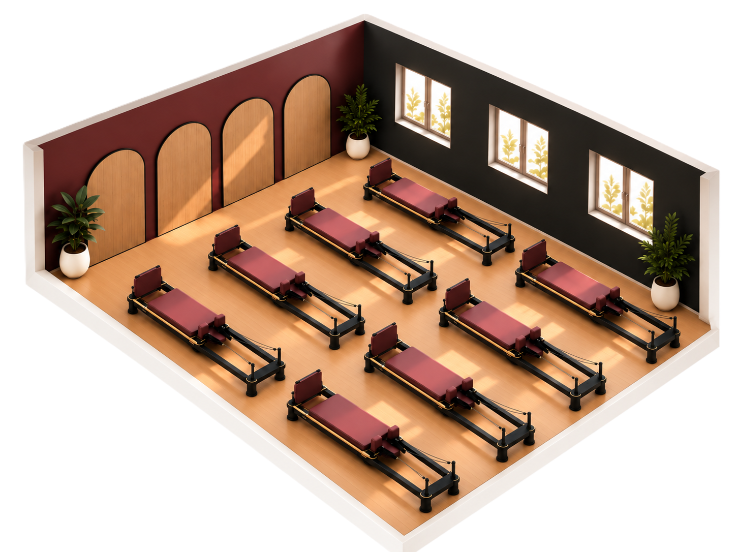 Exemple d’agencement d’un studio Pilates